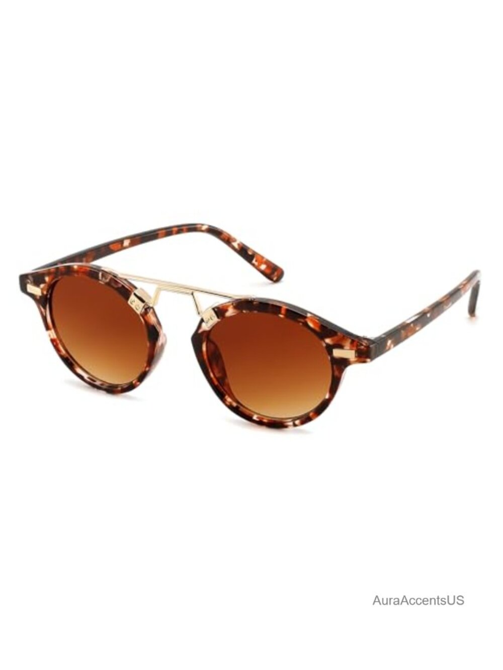 Retro Round Metal Brow Sunglasses Small Face UV400 Women